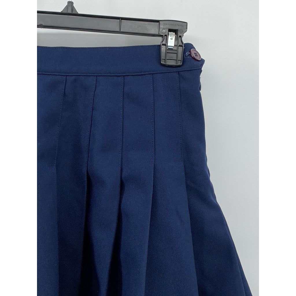 UNBRANDED Women's Navy Blue Pleated Side-Zip A-Line Mini Skirt SZ S