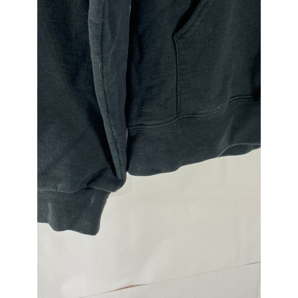 JERZEES NUBLEND Men’s Black-White Graphic Long Sleeve Pullover Hoodie SZ L