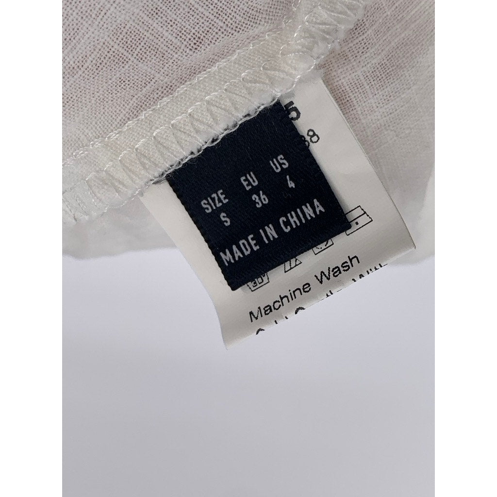 SHEIN Women's White One Shoulder Long Sleeve Side-Tie Semi-Sheer Crop Top SZ4