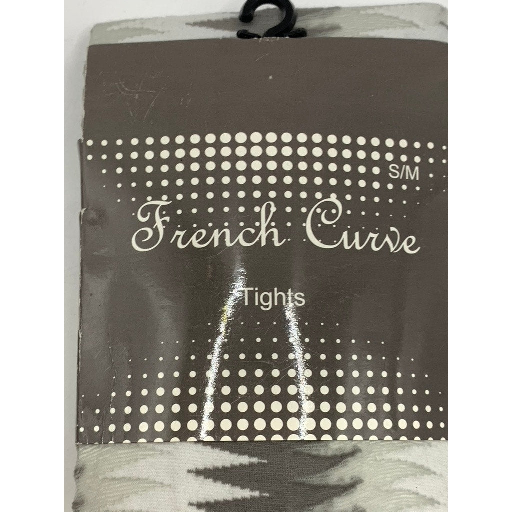 FRENCH CURVE Women's Gray-White Sheer Printed Pull-On Tights SZ S/M