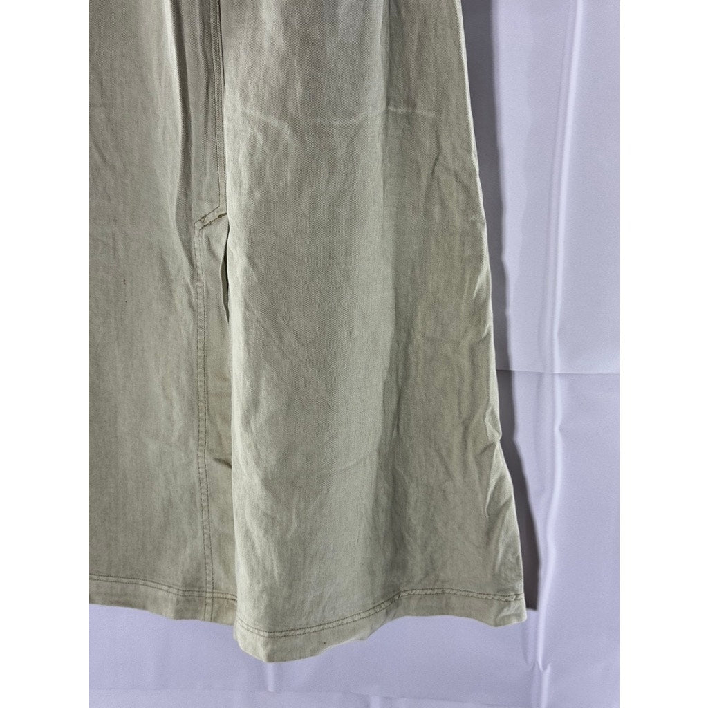 PAZZO Women's Beige Denim A-Line Midi Skirt SZ S