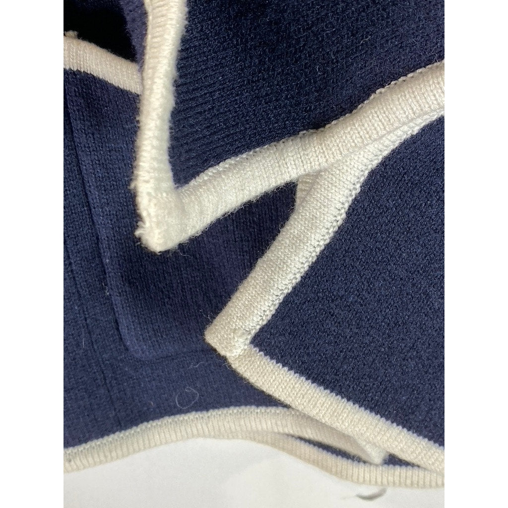 THOM BROWNE New York Women's Navy White Anchor Button-Front Cardigan SZ 0(XS)