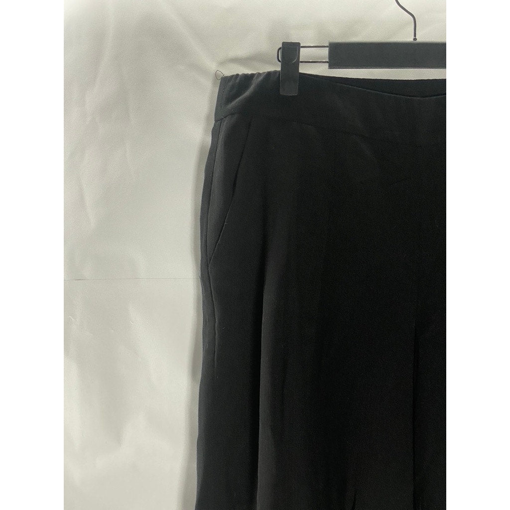 EILEEN FISHER Women's Black Stretch Jersey Knit Wide-Leg Pant SZ M