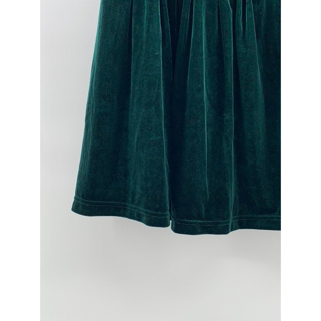 UNBRANDED Women's Dark Green Velvet Pleated Mini Skirt SZ S