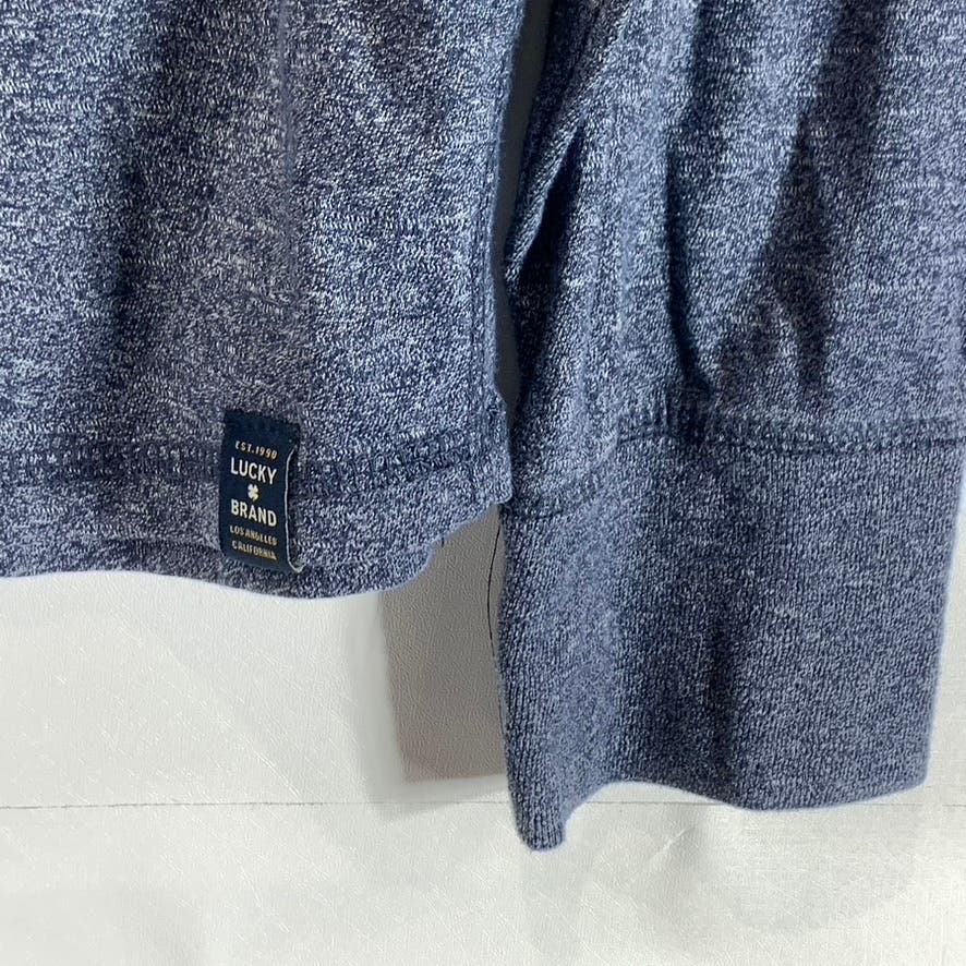 LUCKY BRAND Men's Blue Heather Crewneck Pullover Long Sleeve Shirt SZ M