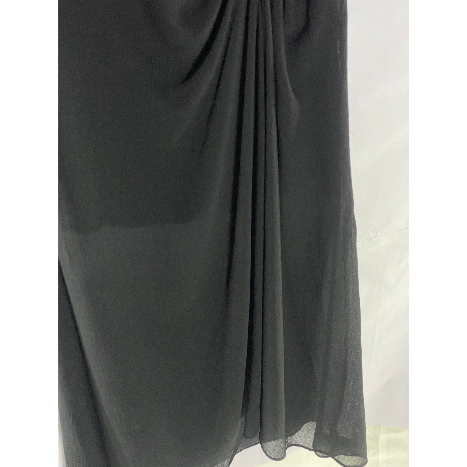 ALLSAINTS Black Sheer Illusion Hem Ruched Ariya Goth Grunge Midi Dress SZ 0