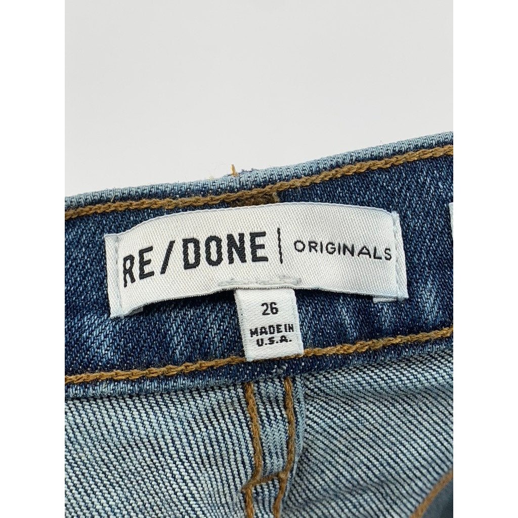 RE/DONE Women’s Blue Denim High Rise Button-Fly Cropped Stretch Jeans SZ 26