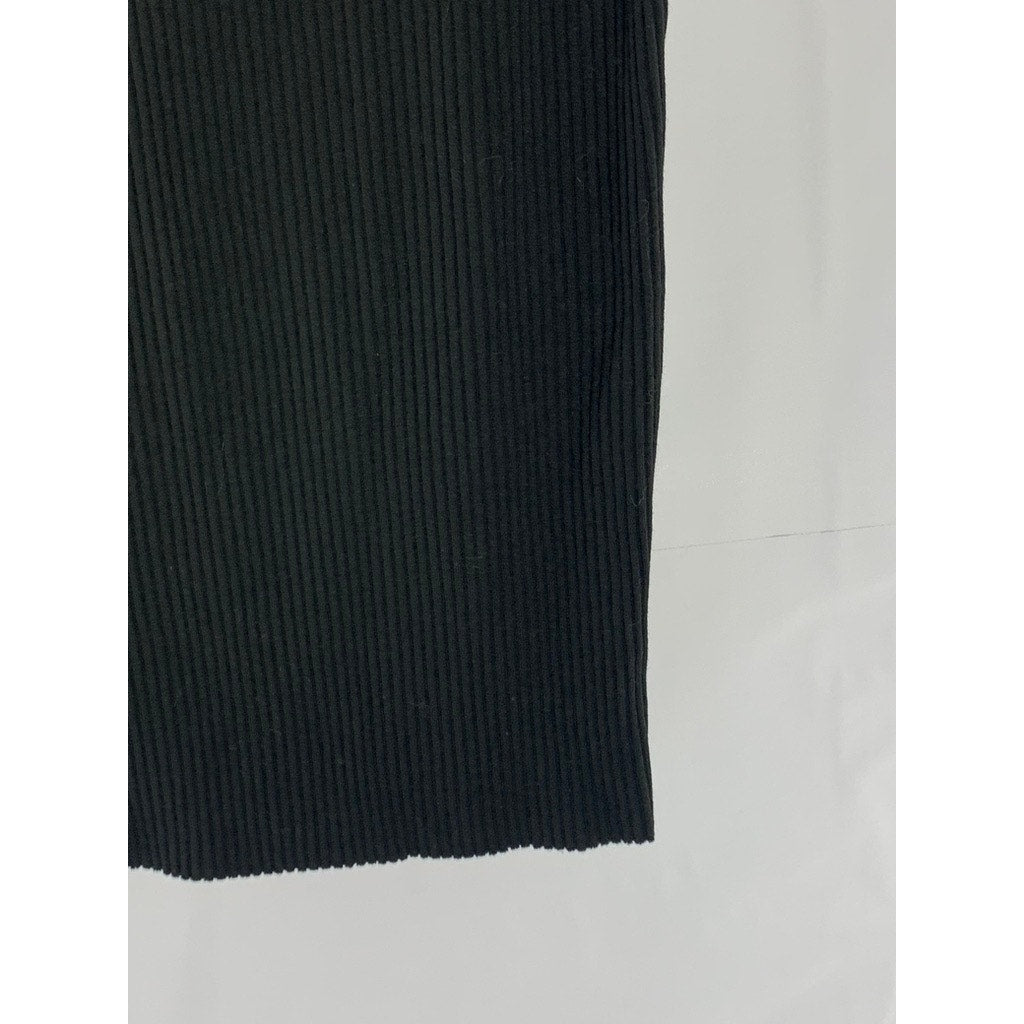 UNBRANDED Women's Black Ribbed Knee Length Sweater Skirt SZ S
