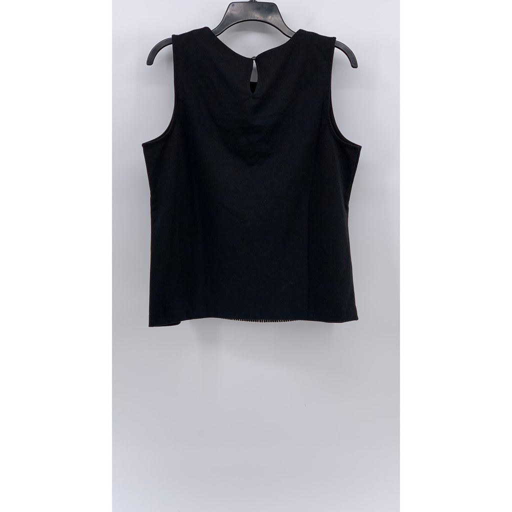 BANANA REPUBLIC Women's Black Scoop-Neck Sleeveless Ponte Textured Top SZ M