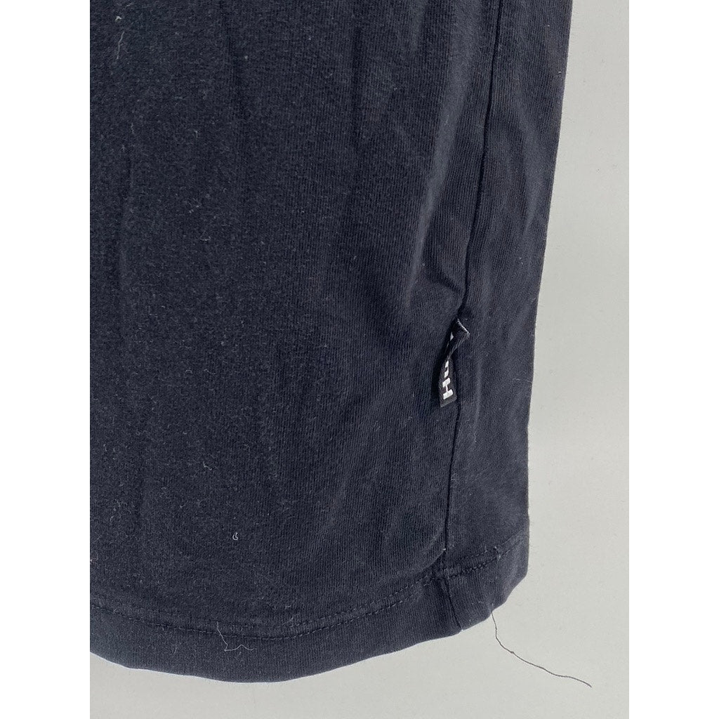HUEL Men’s Black Logo Crewneck Regular-Fit Short Sleeve Casual T-Shirt SZ L
