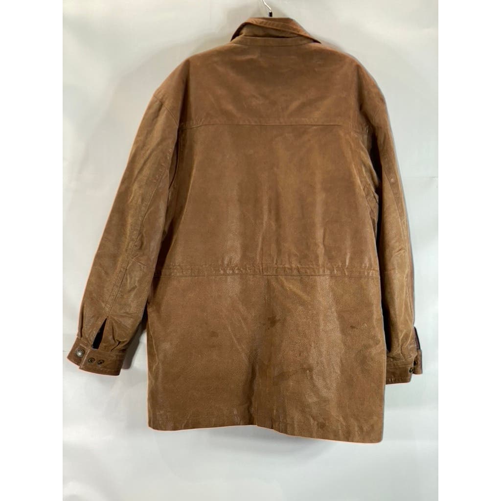 WILSONS LEATHER Men's Vintage Brown Leather Zip-Up Jacket SZ L