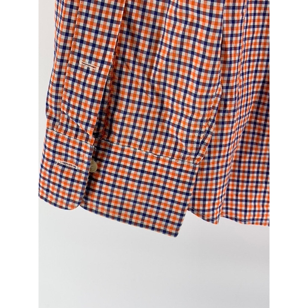 POLO RALPH LAUREN Men's Orange-Navy Gingham Button-Up Long Sleeve Shirt SZ 2XL