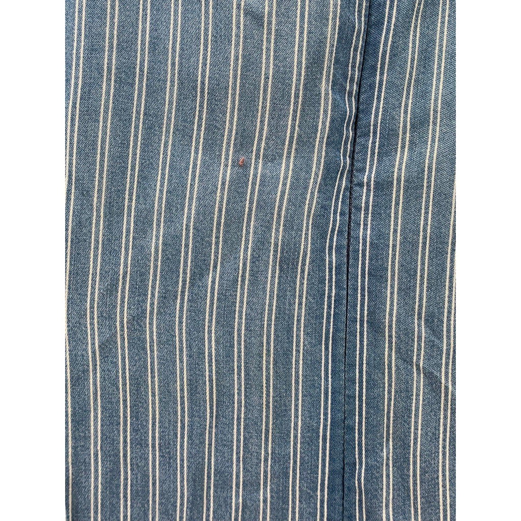 THE IMPECCABLE PIG Women's Blue Striped Side-Button Midi Dress SZ L