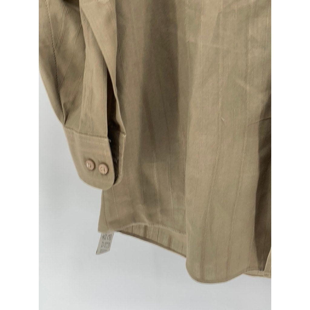 VAN HEUSEN Men's Vintage Tan Satin Striped Button-Up Shirt SZ 15 32/33