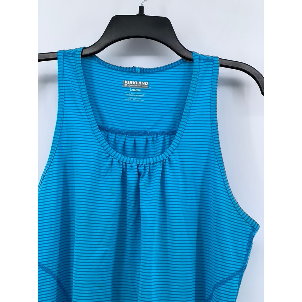 KIRKLAND SIGNATURE Women's Blue Small Striped Active Tank SZ L