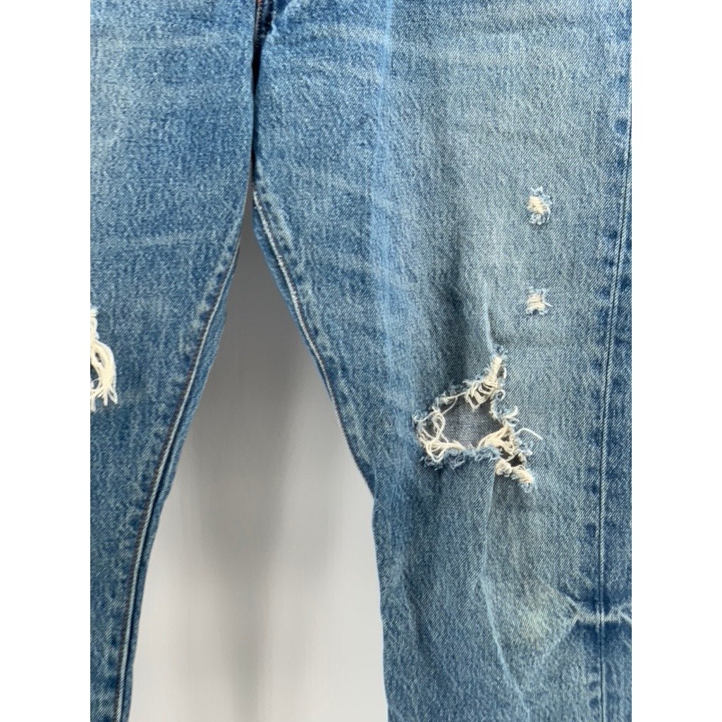 LEVI'S Men's Blue Distressed 501 S Vintage Skinny-Leg Regular-Fit Jeans SZ 30X28