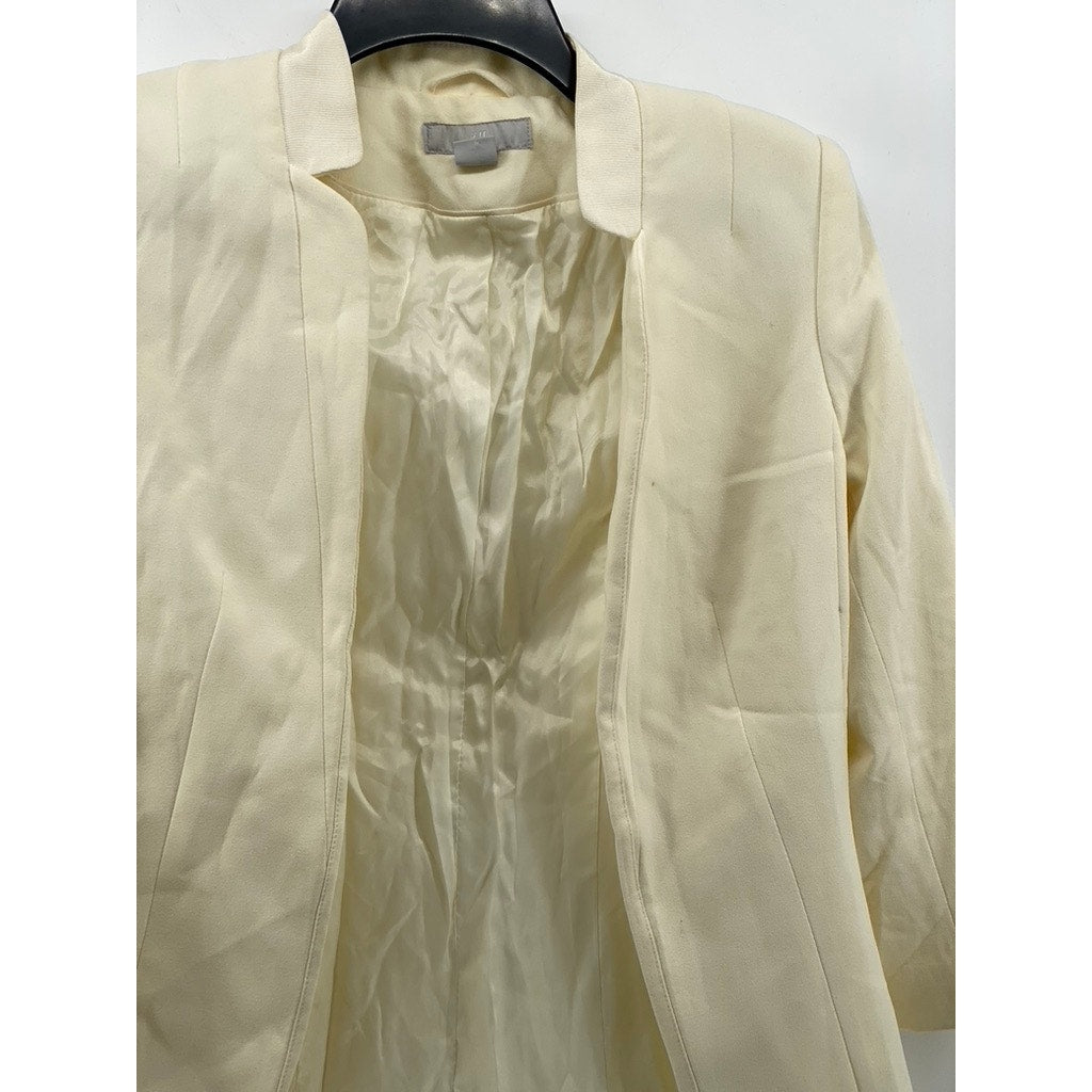 H&M Women's Cream Open-Front Mandarin-Collar Long Sleeve Blazer SZ 4