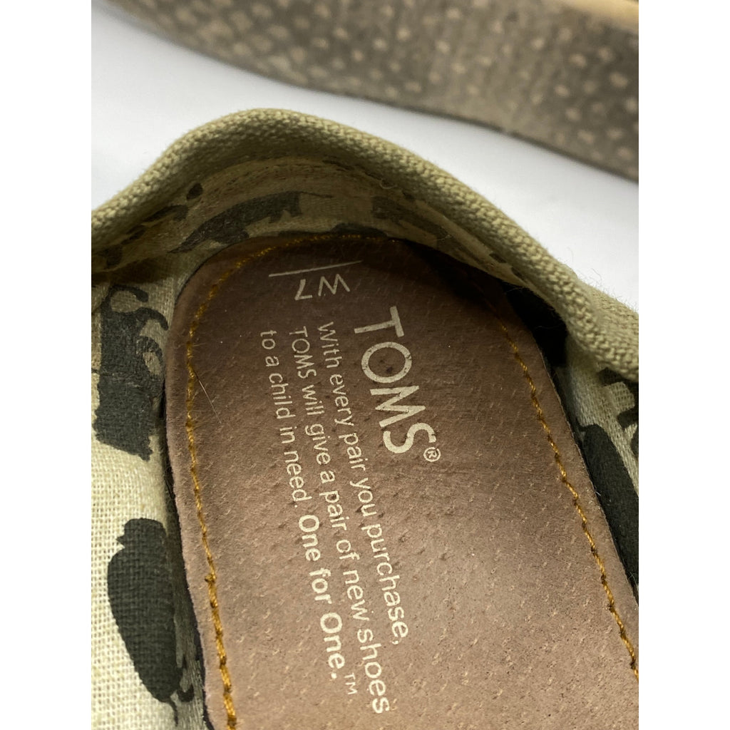 TOMS Women's Olive Green Classic Slip-On Round-Toe Alpargata Canvas Shoes SZ 7