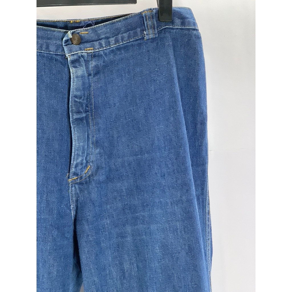 UNBRANDED Women's Blue Wide-Leg Straight Denim Jeans SZ 14