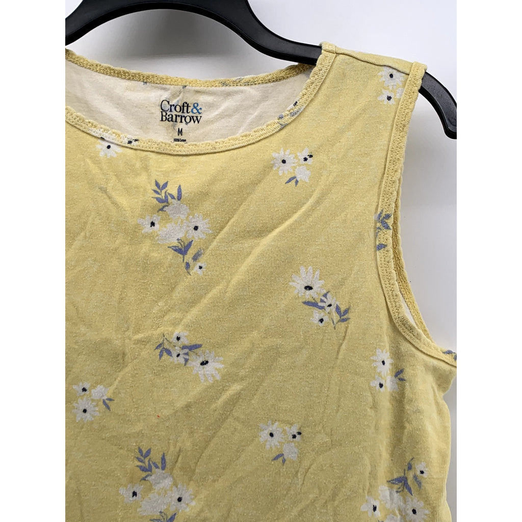 CROFT & BARROW Women's Yellow Floral Print Crewneck Tank Top SZ M