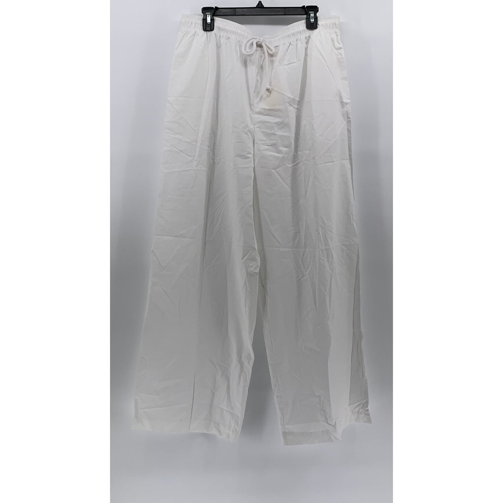 DONNI. Women’s White Drawstring Pull-On Lightweight Straight-Leg Pant SZ XXL