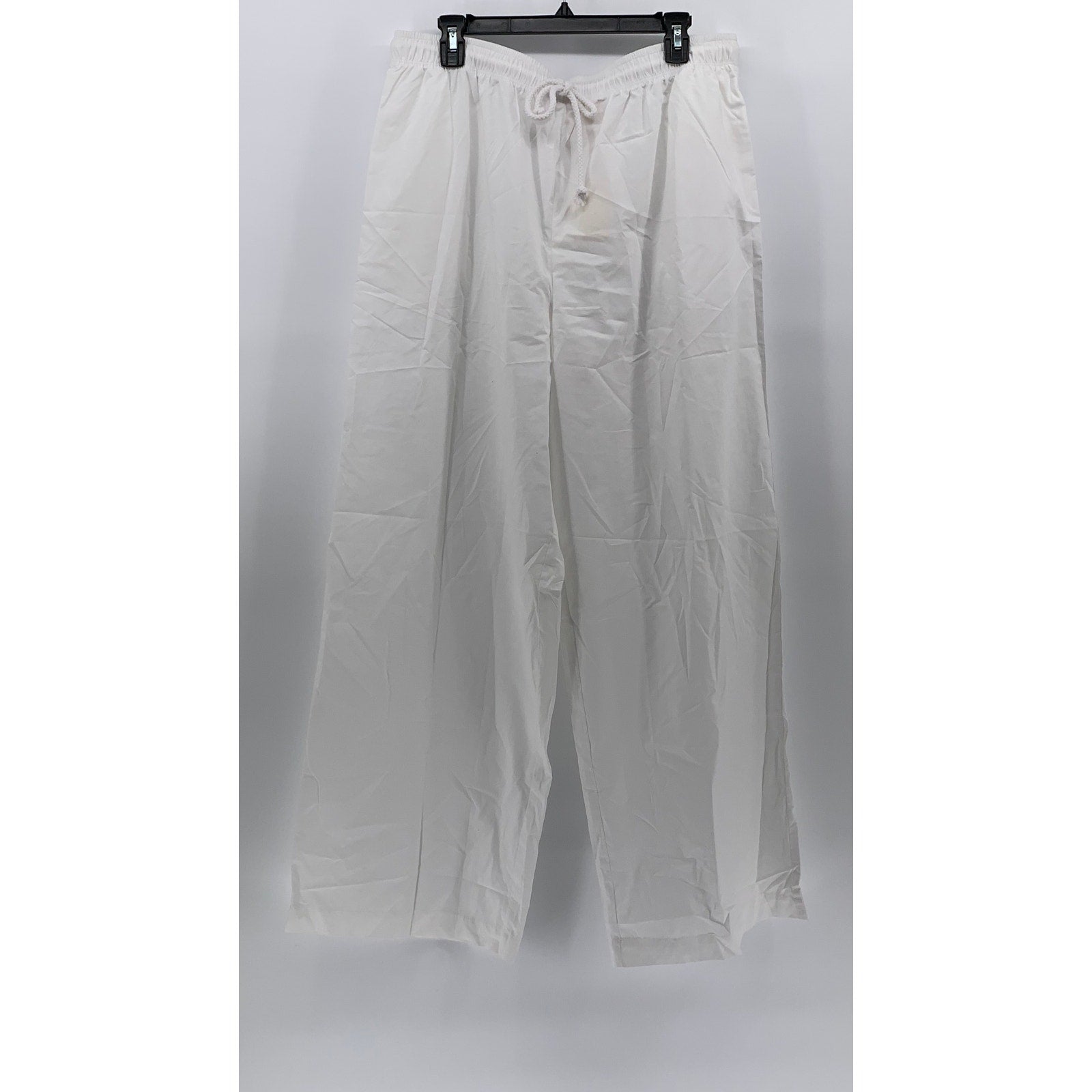 DONNI. Women’s White Drawstring Pull-On Lightweight Straight-Leg Pant SZ XXL