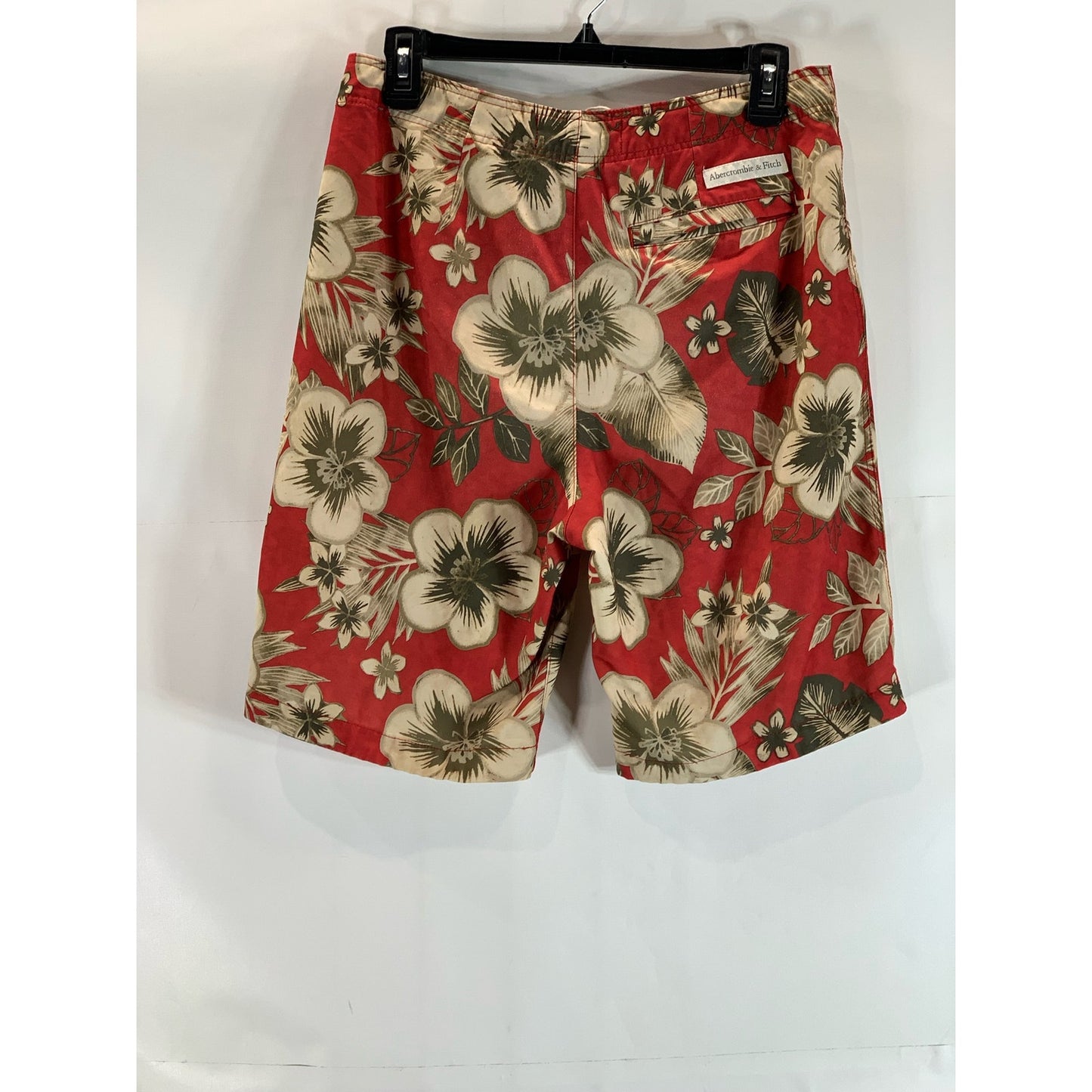 ABERCROMBIE & FITCH Men's Red Floral Tropical Pull-On Board Shorts SZ 29