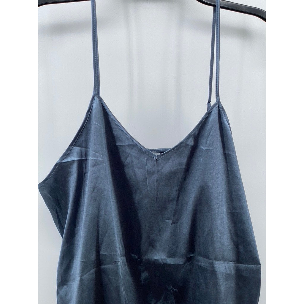 UNBRANDED Women's Blue V-Neck Spaghetti Strap Lightweight Pajama Top SZ M