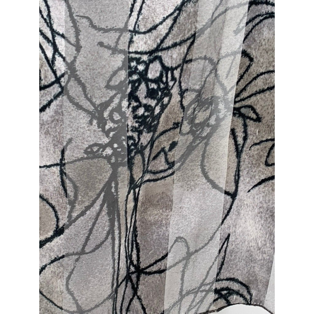 UNBRANDED Women's Gray Silver Abstract Floral Sheer Scarf