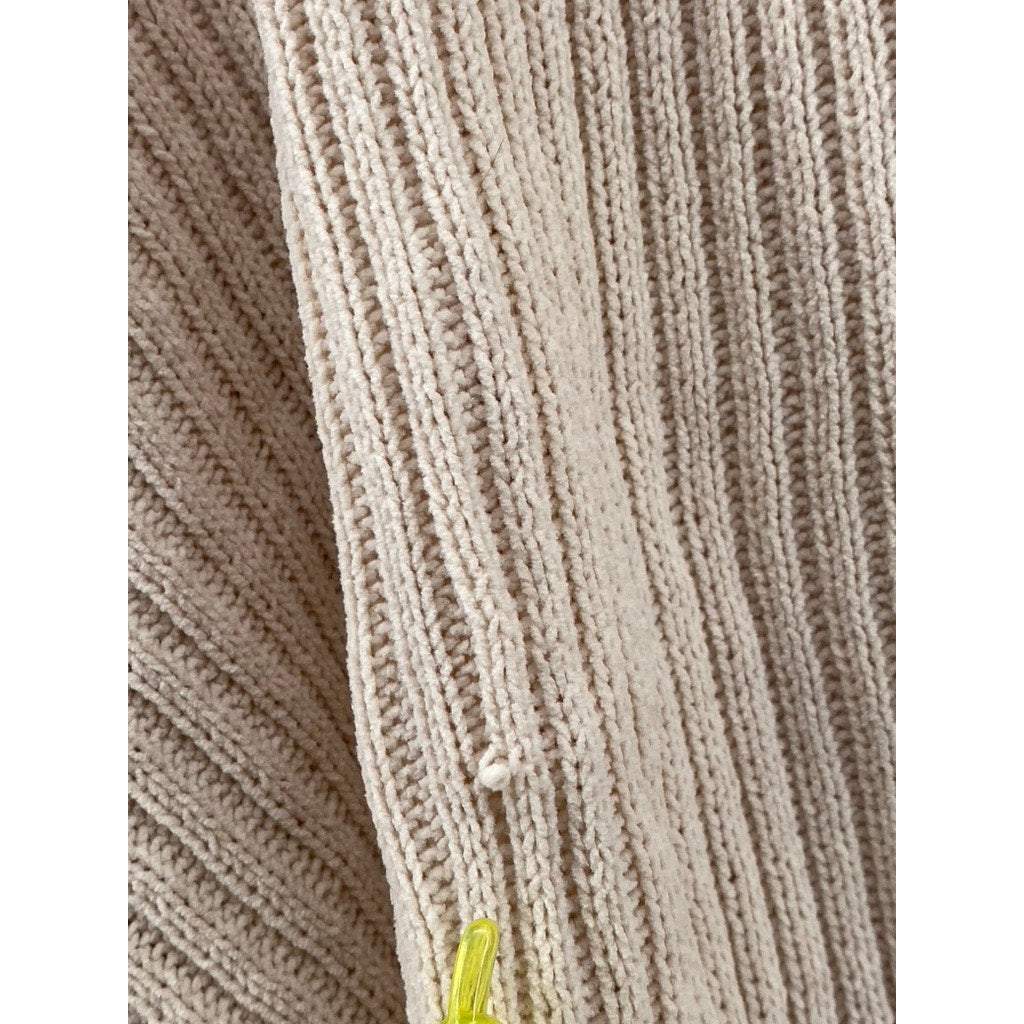 PULL&BEAR PACIFIC REPUBLIC Women's Tan Rib V-Neck Long Sleeve Cropped Top SZ XS