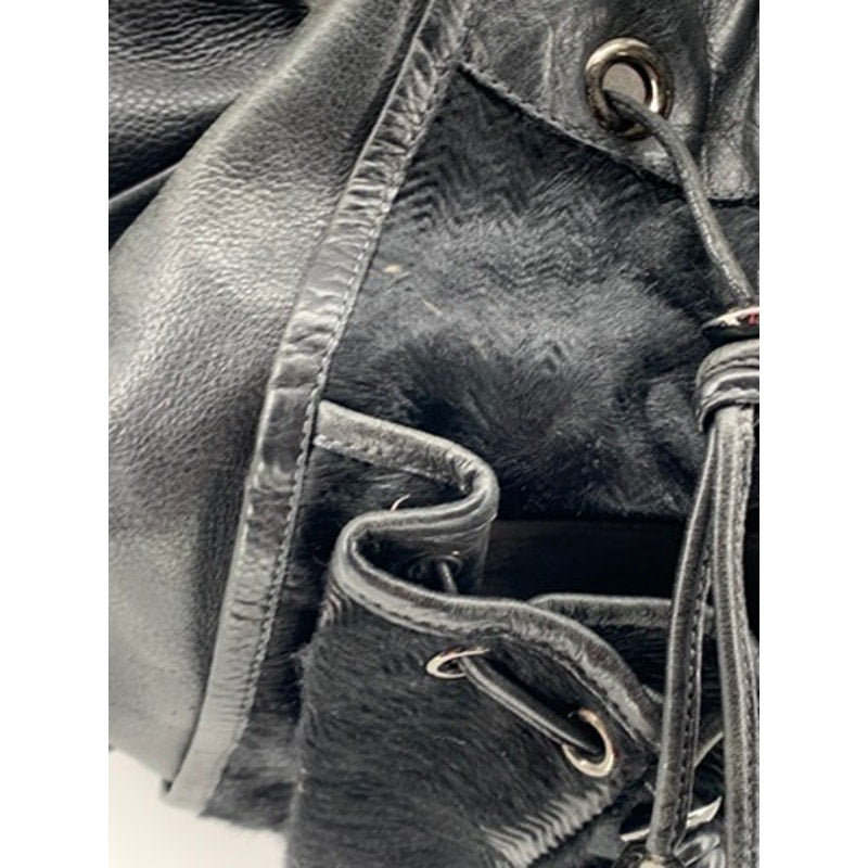ZAC POSEN Women's Black Suede Herringbone Shoulder Bag