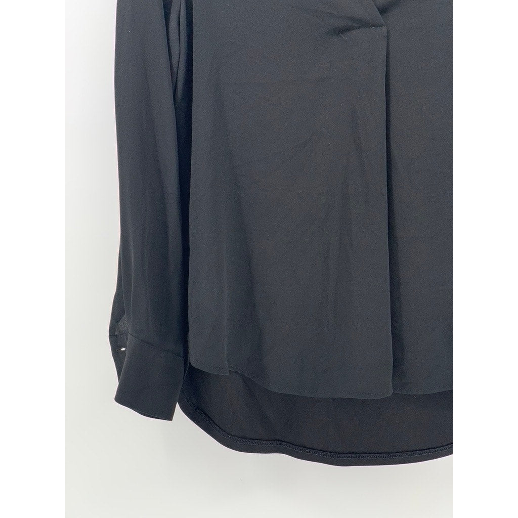 ANN TAYLOR Women's Black Petite V-Neck Long Sleeve Top SZ SP