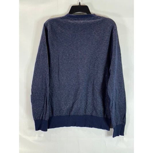 J.CREW Men's Navy Birdseye Stitch Crewneck Cotton-Cashmere Pique Sweater SZ M