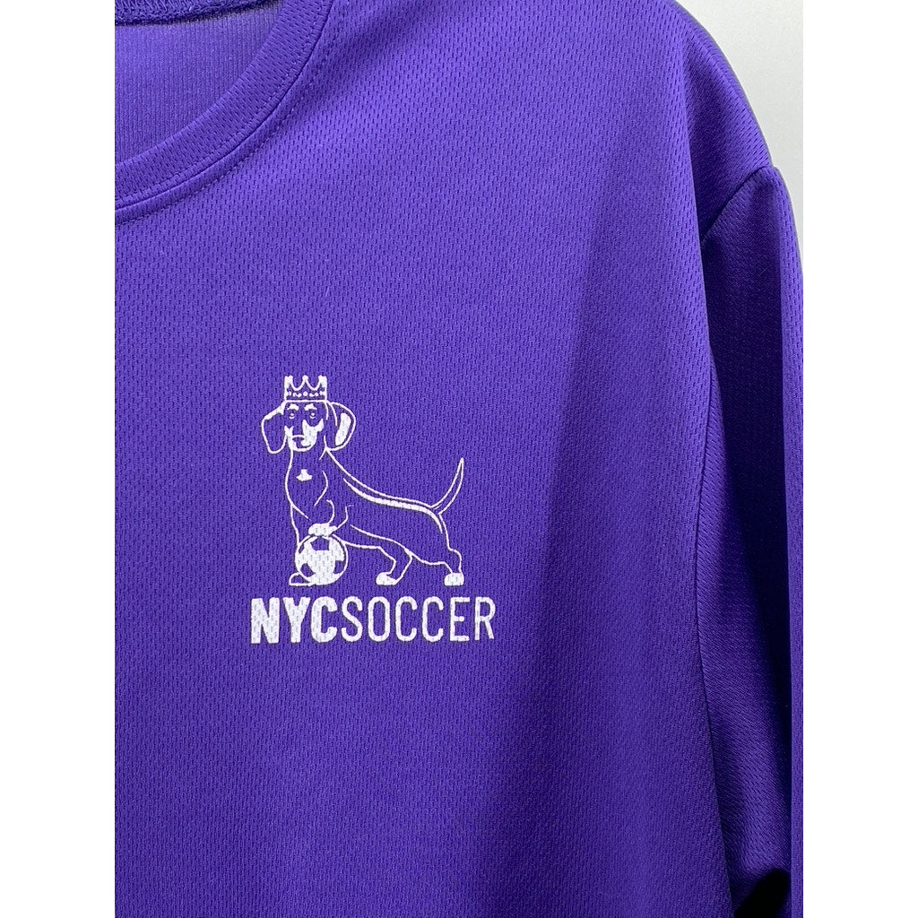 SPORT-TEK Men's Purple Crewneck Short Sleeve Activewear NYC Soccer T-Shirt SZ L