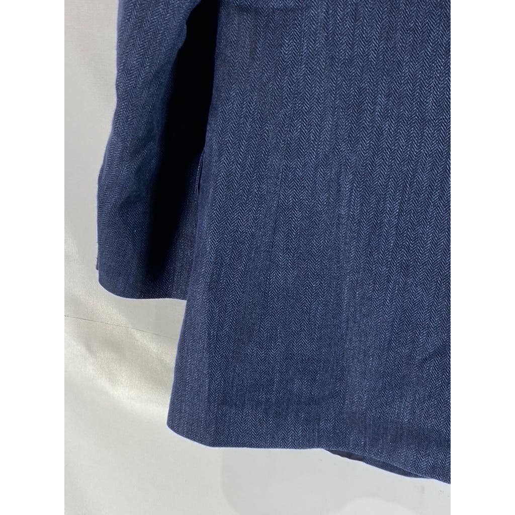 BROOKS BROTHERS 1818 Men's Blue Herringbone Two-Button Silk Blend Blazer SZ 41R
