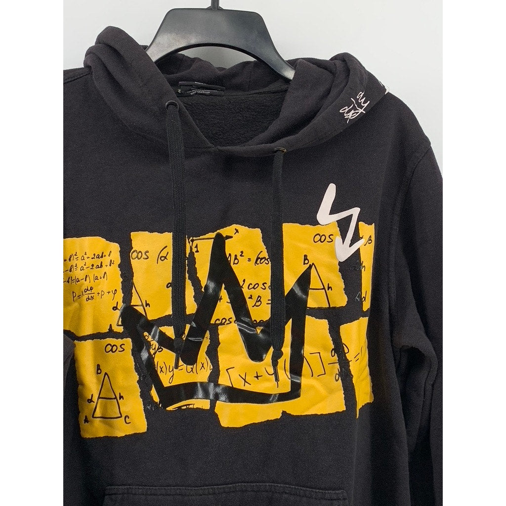 BLEECKER & MERCER Men's Black-Yellow Geo Hoodie SZ M
