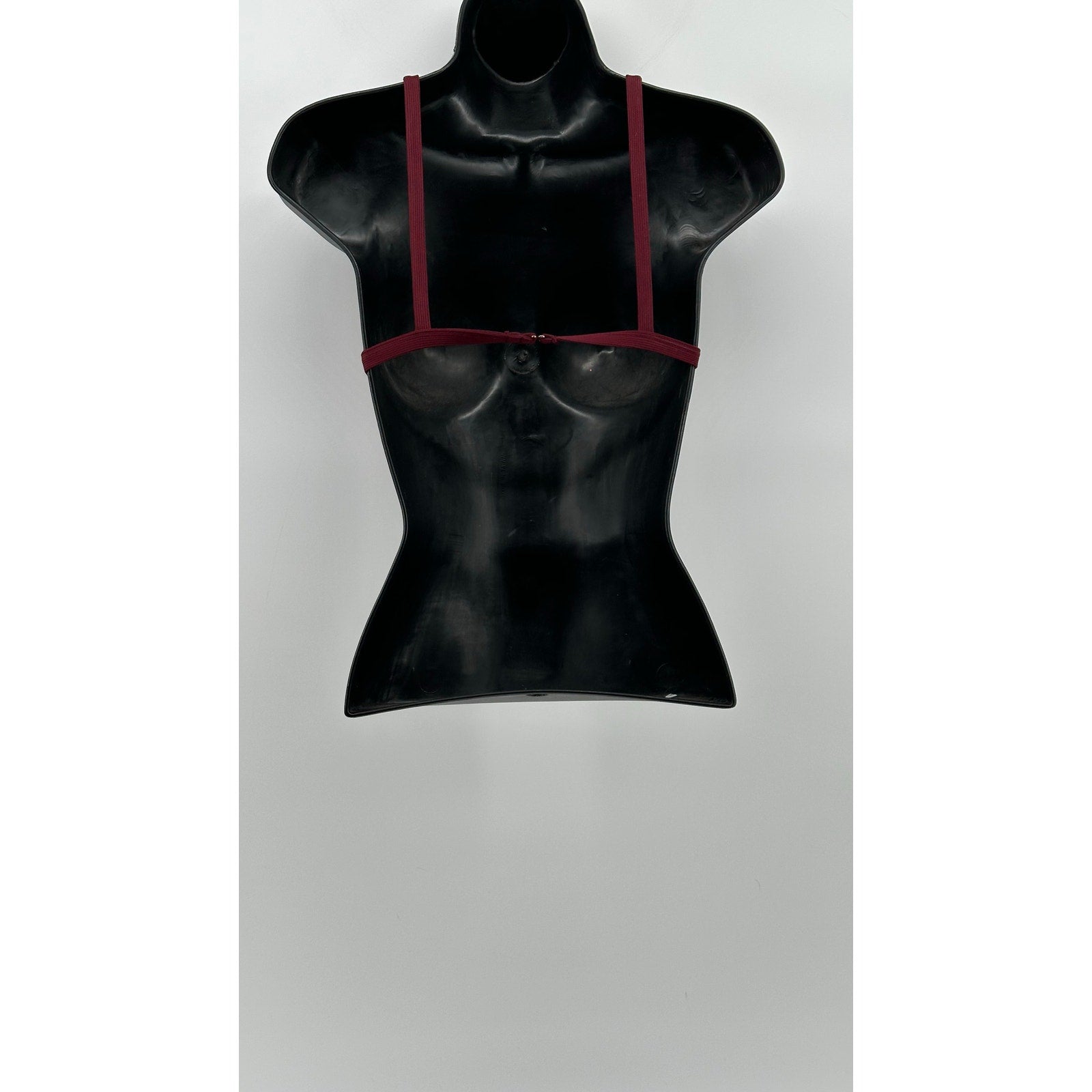 LA HEARTS Women's Wine Ribbed V-Neck Spaghetti Strap Hook & Loop Swim Top SZ XS