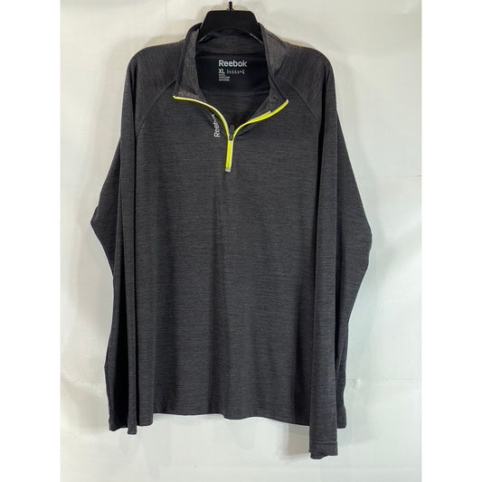 REEBOK Men's Dark Gray Quarter-Zip Lightweight Long Sleeve Pullover Shirt SZ XL