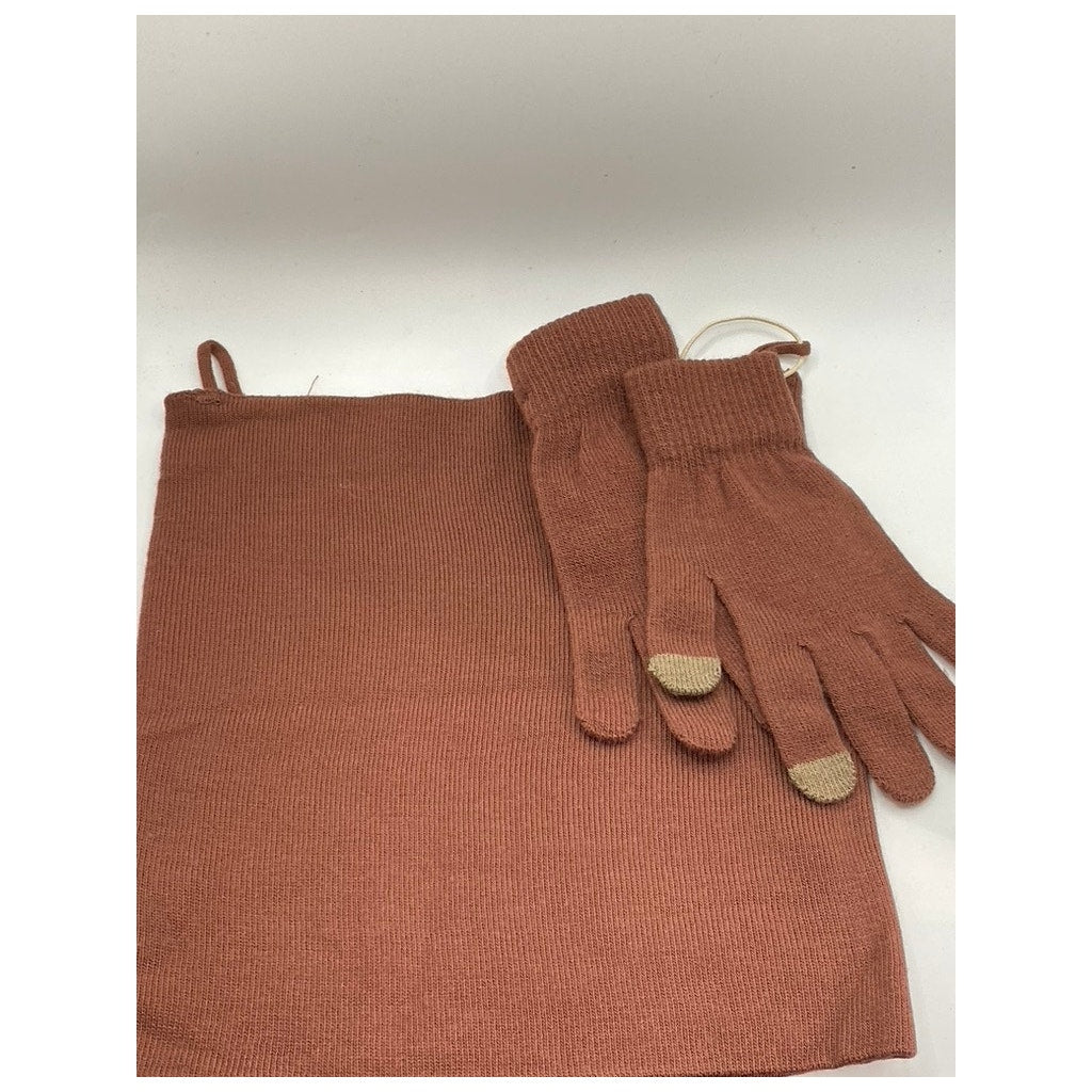 LOOK BY M Women's Rust Scarf and Glove Set SZ OS