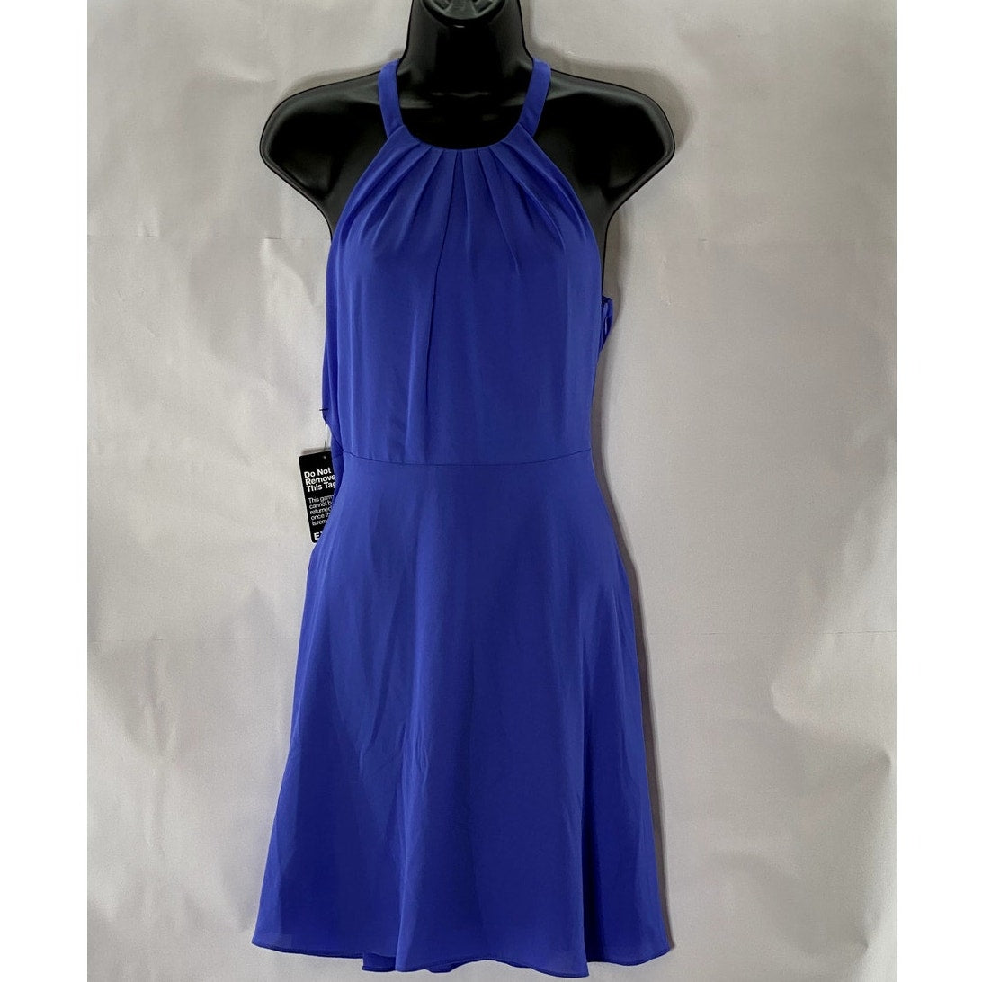 EXPRESS Women's Royal blue Pleated Halter Keyhole-Back Mini Dress SZ 6
