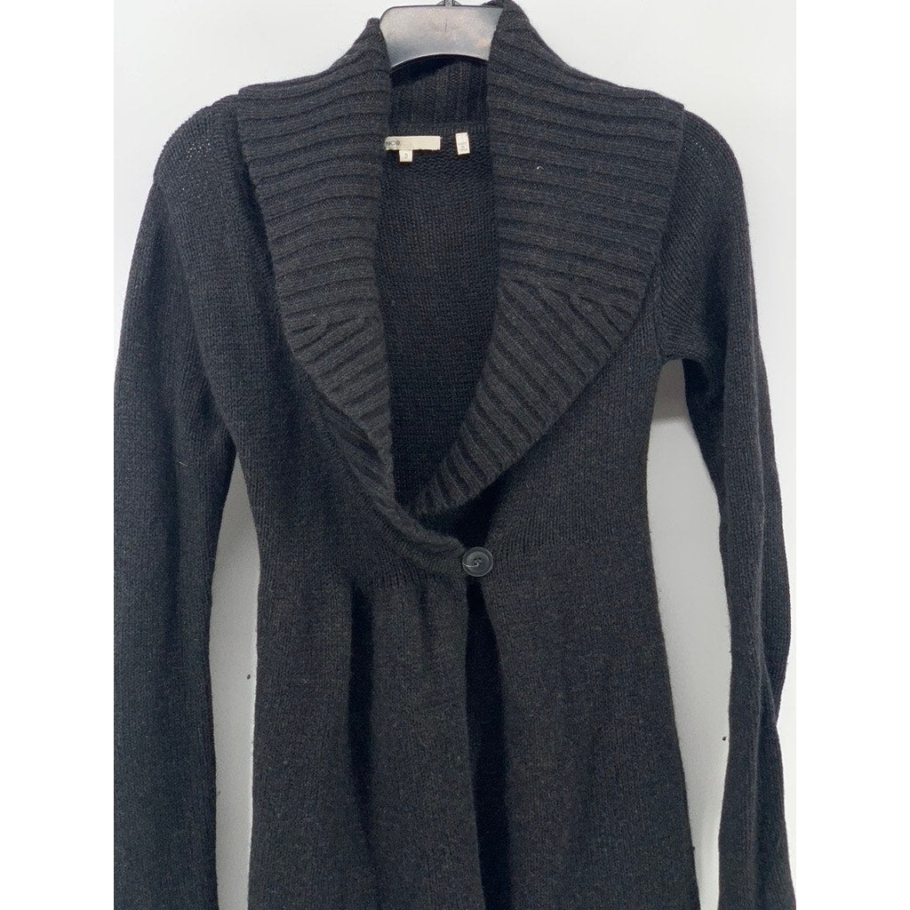 VINCE Women's Charcoal Alpaca-Wool-Cashmere Fold-Over Wrap Sweater Dress SZ S