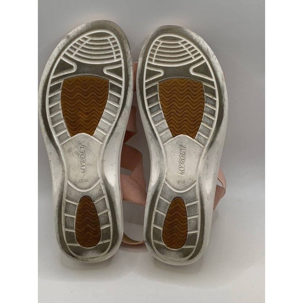 MY SOFT Women's Wide Pink Stretch Slingback Comfort Sandals SZ 10W