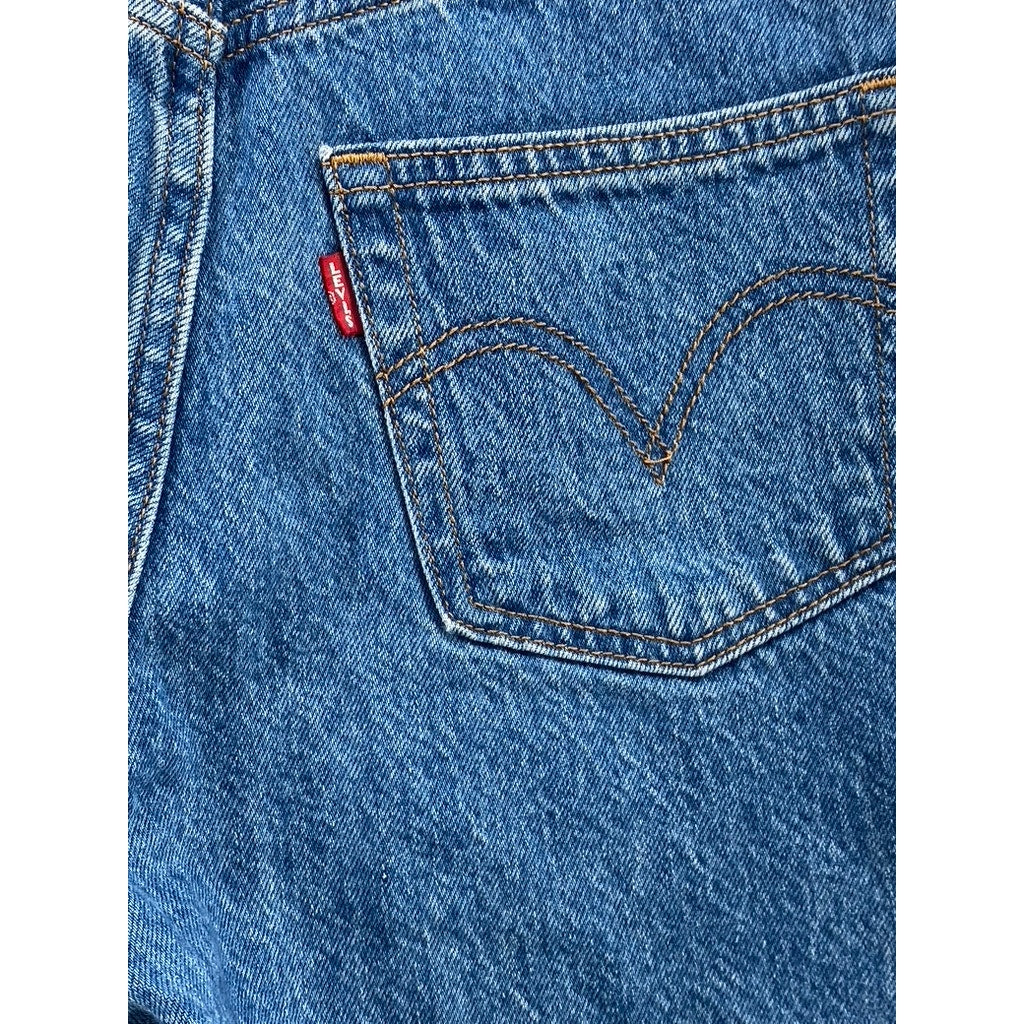 LEVI’S Women’s Dark Blue Straight-Leg High-Rise Ribcage Bermuda Shorts SZ 24