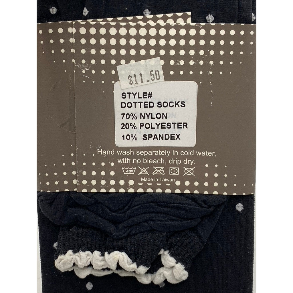 FRENCH CURVE Women's Black-White Dotted Semi Sheer Socks SZ OS