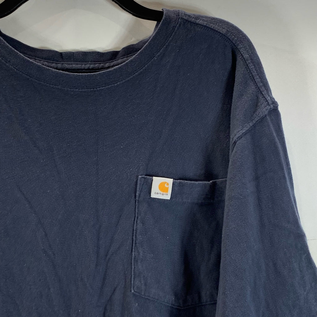 CRARHARTT Men's Tall Navy Crewneck Patch Pocket Relaxed-Fit T-Shirt SZ XL/T