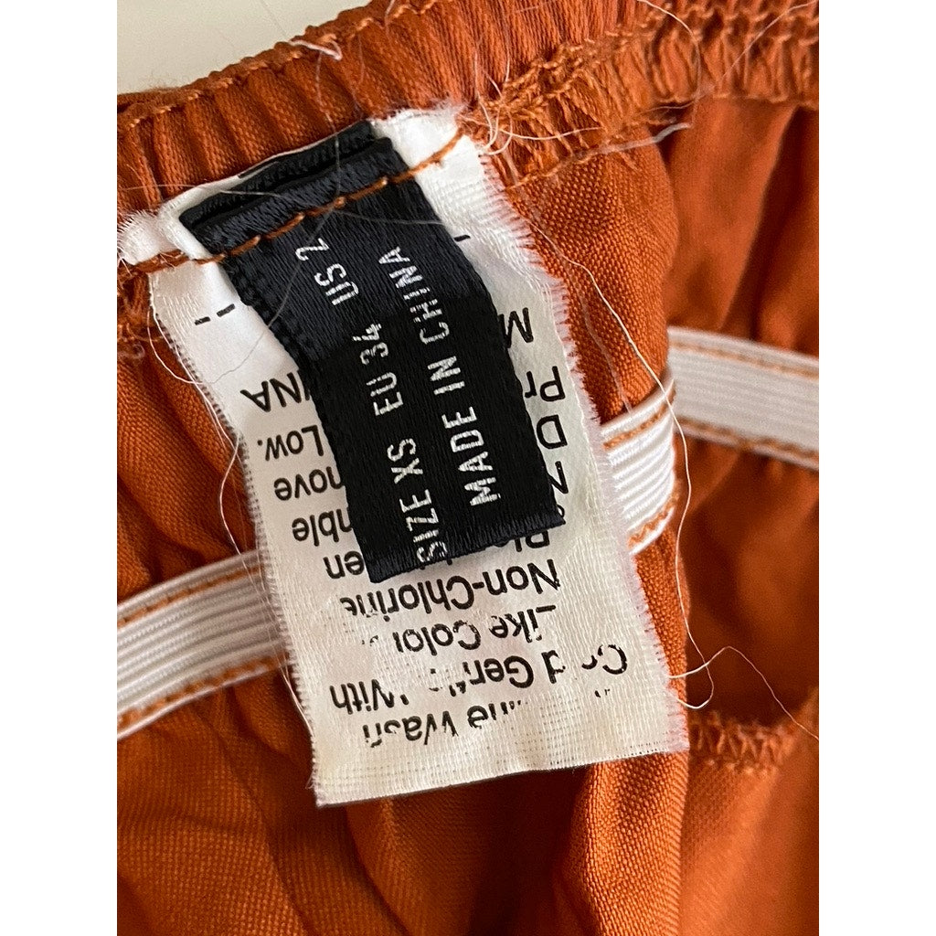 SHEIN Women's Orange Satin Open-Front Ruffle Tie-Neck Halter Crop Top SZ 2