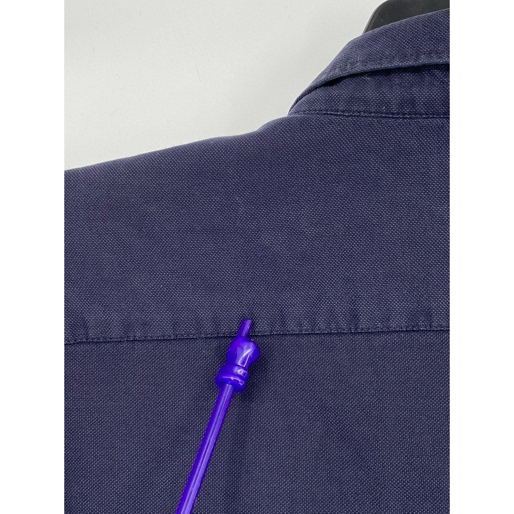 ZARA Men's Navy Blue Textured Slim-Fit Button-Up Long Sleeve Shirt SZ XL