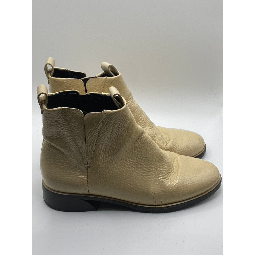 MERCEDES CASTILLO Women's Tan Pebble Leather Xandra Round-Toe Ankle Boots SZ 7.5