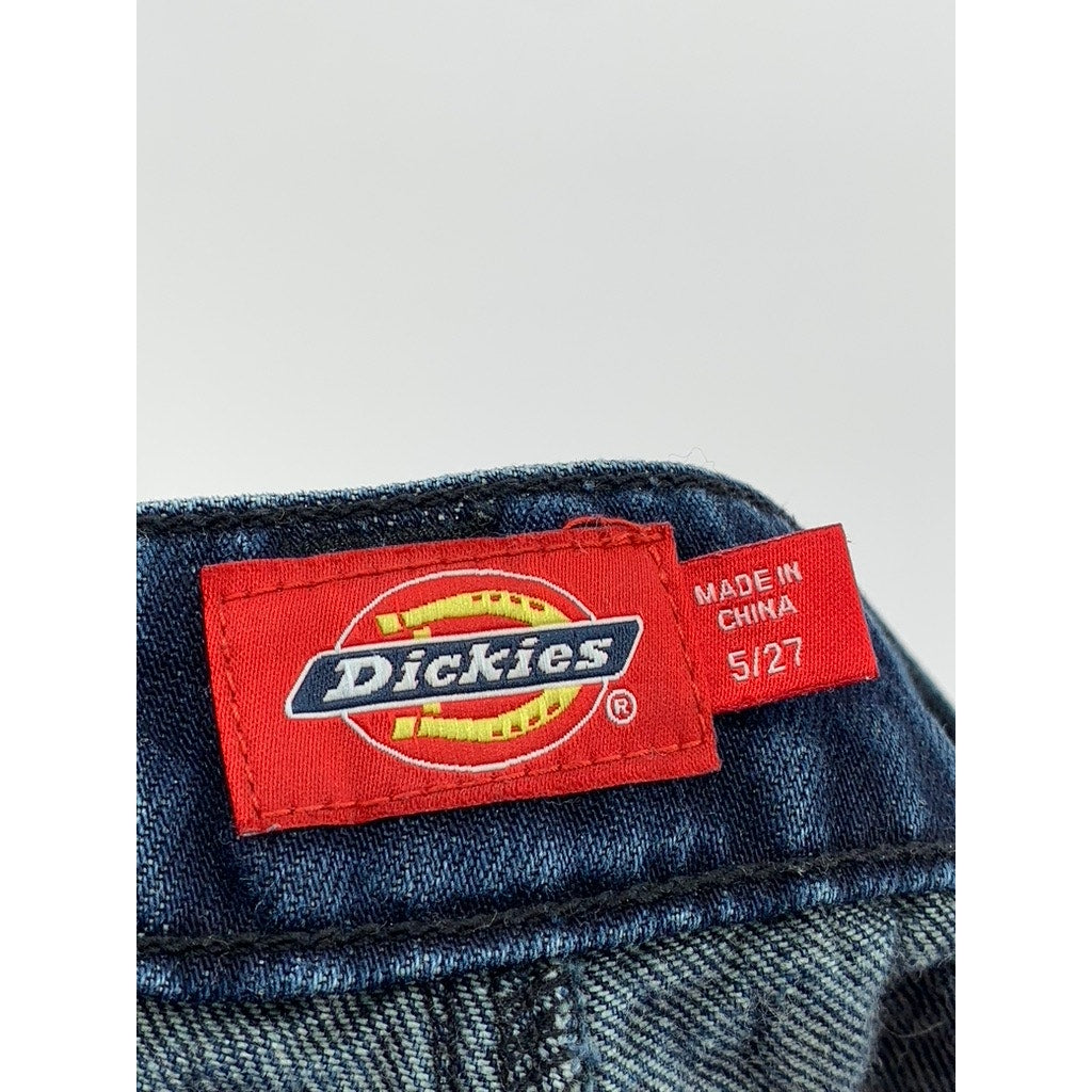 DICKIES Women's Vintage Y2K Blue Denim Cuffed Five-Pocket Jeans SZ 5/27