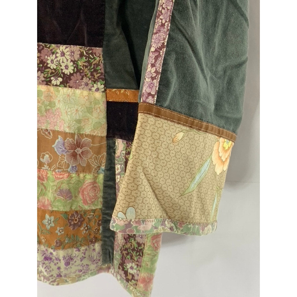 PENELOPE HYDE Women's Multi Velvet Quilted Floral Loop-Button Jacket SZ M
